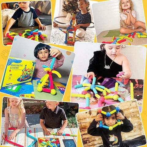 Smart 25 Pcs Magnetic Bar Building Sticks Set – STEM Educational Toy for Toddlers