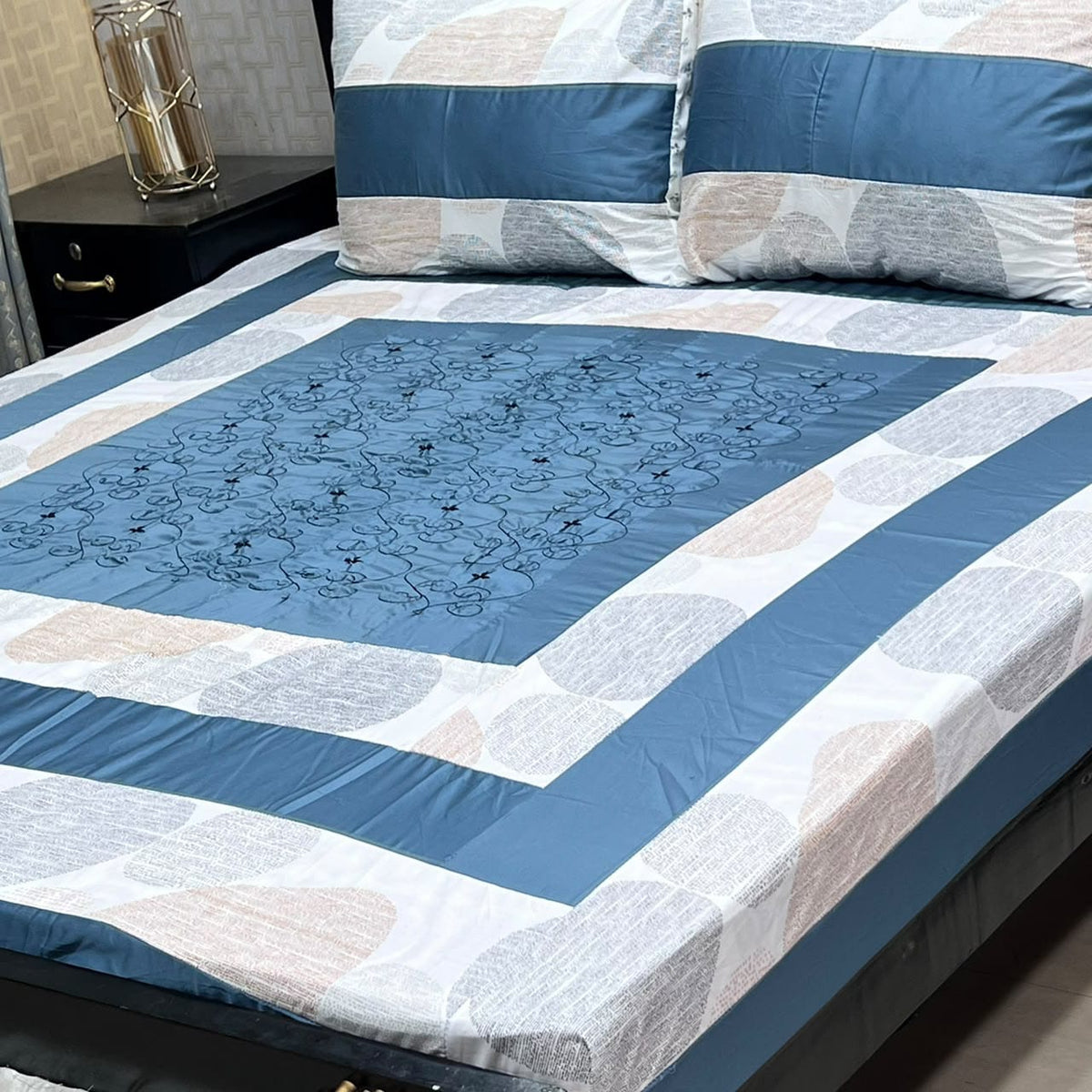 Embroidered Patchwork King Size Bedsheet Collection (Cotton Satin / Percale / Duck)