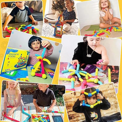 Smart 25 Pcs Magnetic Bar Building Sticks Set – STEM Educational Toy for Toddlers