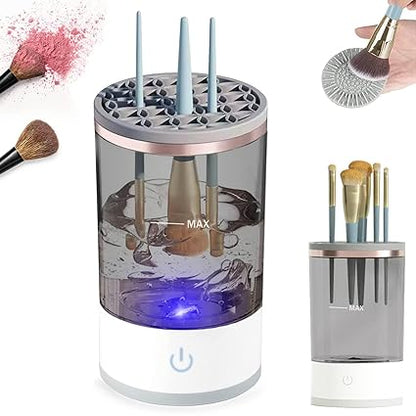 3-in-1 Electric Makeup Brush Cleaner & Dryer Stand – Automatic Spinning Cleaning Machine