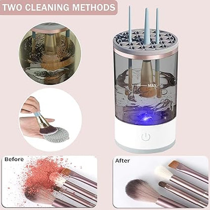3-in-1 Electric Makeup Brush Cleaner & Dryer Stand – Automatic Spinning Cleaning Machine