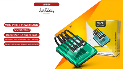 VIZO VPB-16 High-Speed Power Bank – Universal Portable Fast Charger