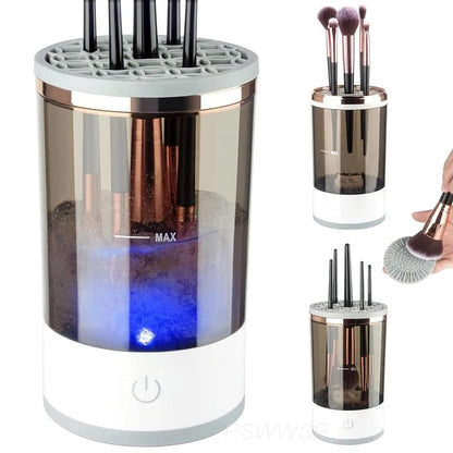 3-in-1 Electric Makeup Brush Cleaner & Dryer Stand – Automatic Spinning Cleaning Machine