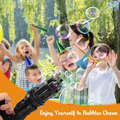 Automatic Bubble Gatling Gun – Electric Bubble Maker Toy for Kids