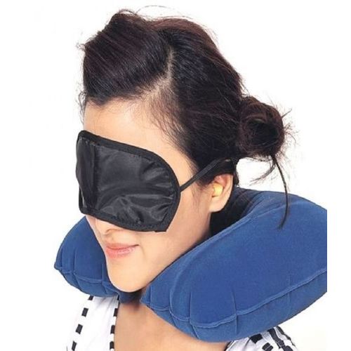 3-in-1 Travel Kit – Soft Neck Pillow, Sleep Mask & Noise Reduction Earplugs