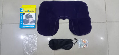 3-in-1 Travel Kit – Soft Neck Pillow, Sleep Mask & Noise Reduction Earplugs