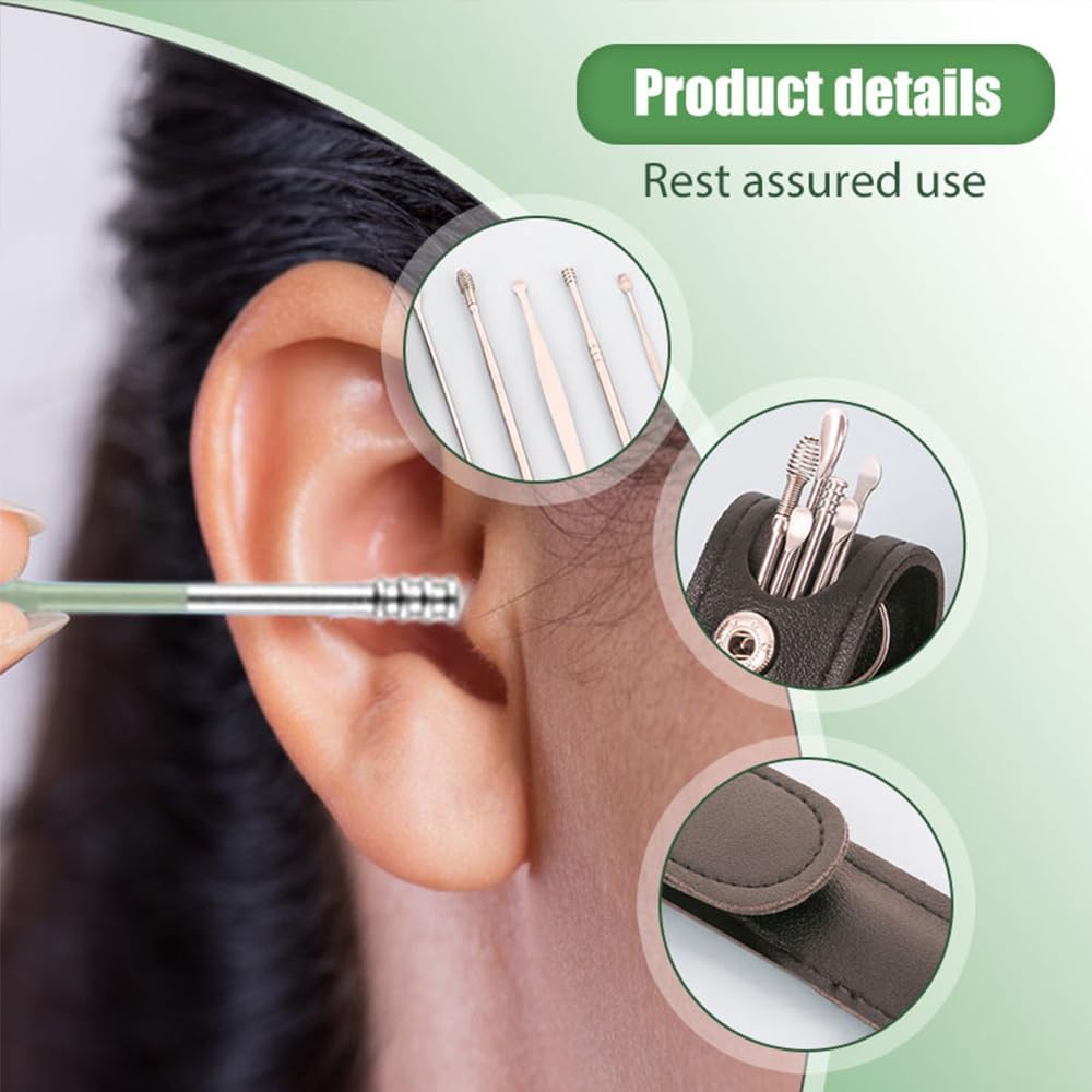 Smart Earwax Removal Master Kit – Stainless Steel Cleaning Tools with Leather Pouch