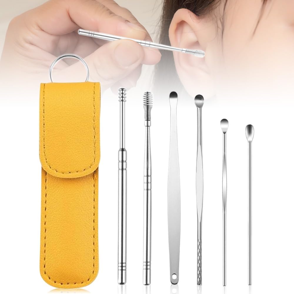 Smart Earwax Removal Master Kit – Stainless Steel Cleaning Tools with Leather Pouch