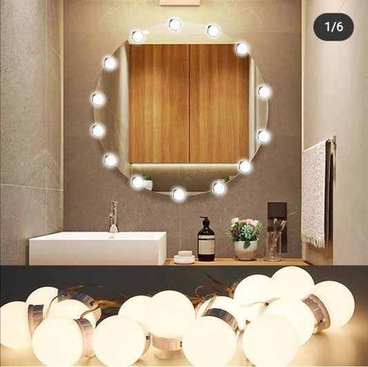 Dimmable LED Vanity Mirror Lights Kit – 10 LED Hollywood Style Bulbs for Makeup Table