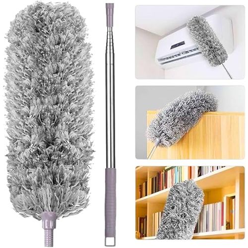 Microfiber Fan Duster with Telescopic Extendable Pole – 360 Flexible Cleaning Brush