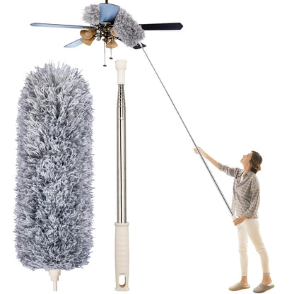 Microfiber Fan Duster with Telescopic Extendable Pole – 360 Flexible Cleaning Brush