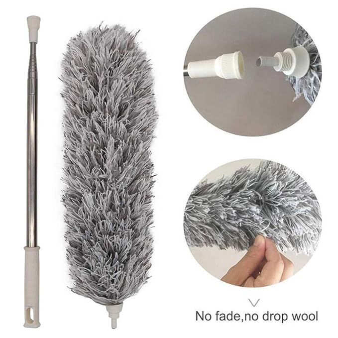 Microfiber Fan Duster with Telescopic Extendable Pole – 360 Flexible Cleaning Brush