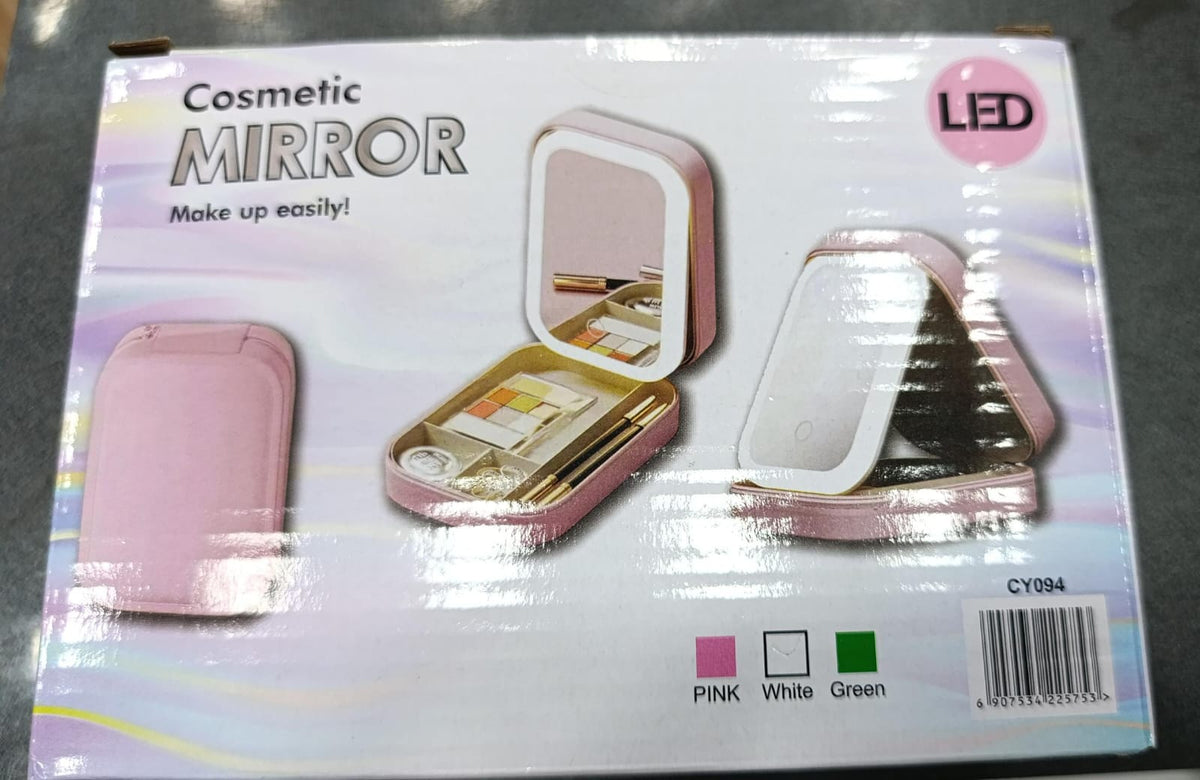 3-Color LED Makeup Mirror with Jewellery Box – Portable Multi-Function Beauty Organizer