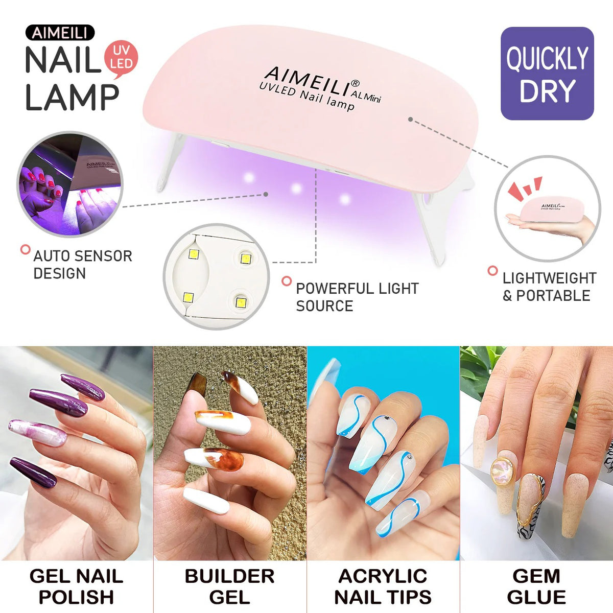 Quick-Dry Mini UV LED Nail Lamp – Compact Gel Curing Dryer for Home & Travel