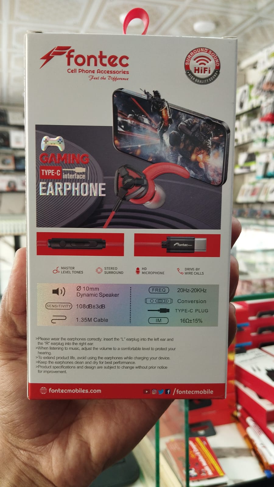 Fontec Arena Type-C Gaming Earphones – HiFi Stereo Handsfree with Detachable Mic