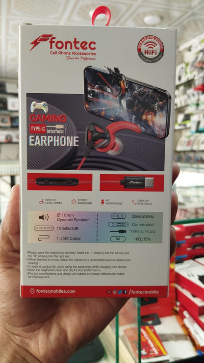 Fontec Arena Type-C Gaming Earphones – HiFi Stereo Handsfree with Detachable Mic