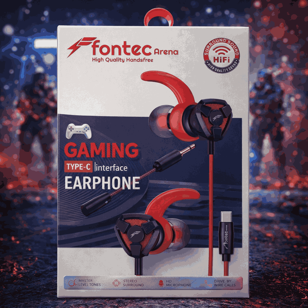 Fontec Arena Type-C Gaming Earphones – HiFi Stereo Handsfree with Detachable Mic