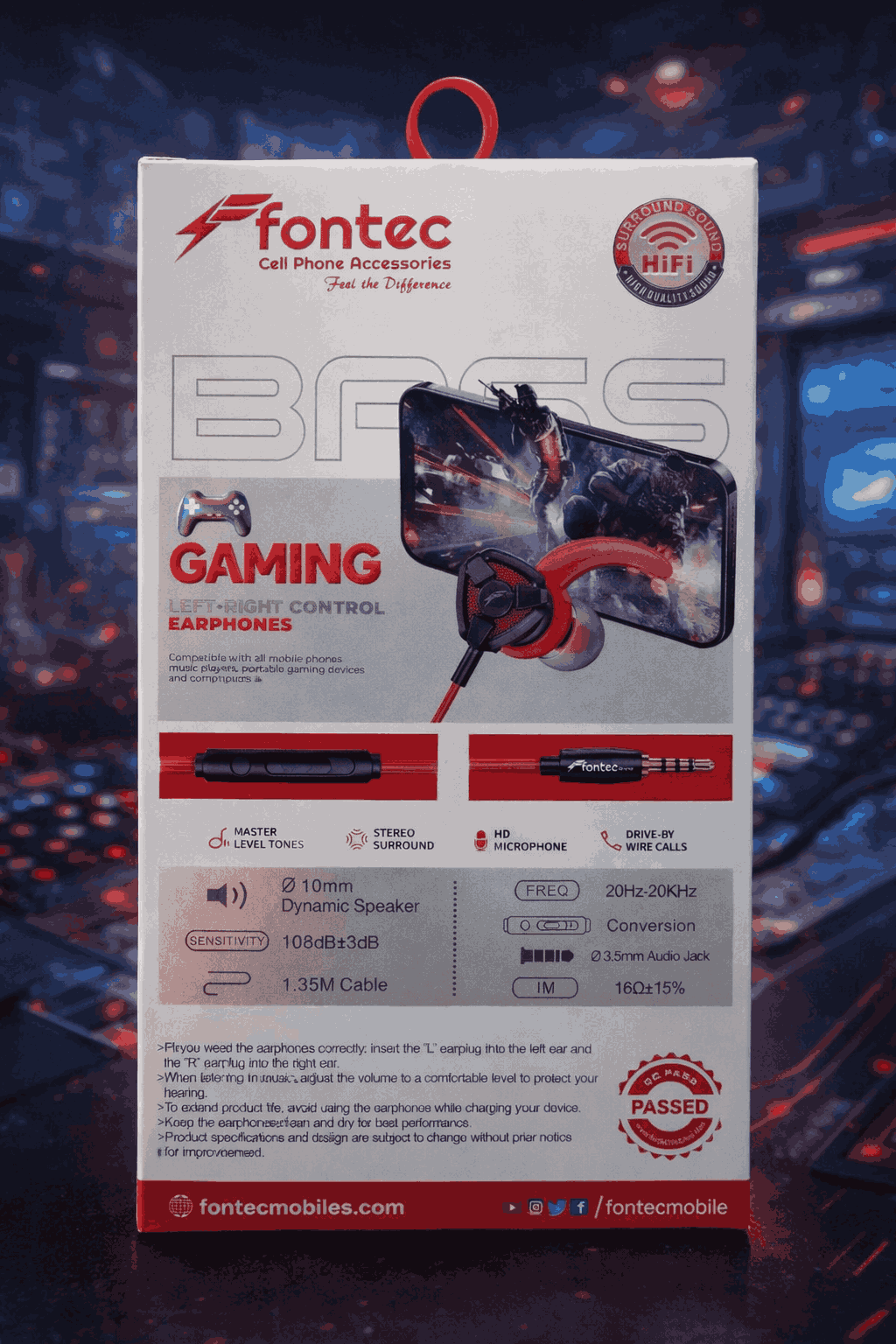 Fontec Arena Type-C Gaming Earphones – HiFi Stereo Handsfree with Detachable Mic