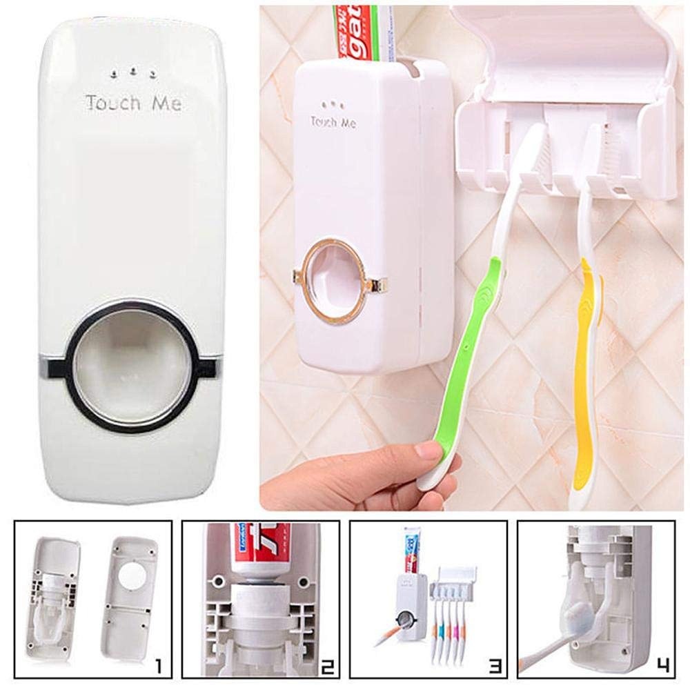 Automatic Toothpaste Dispenser with Toothbrush Holder – Wall Mounted Bathroom Rack
