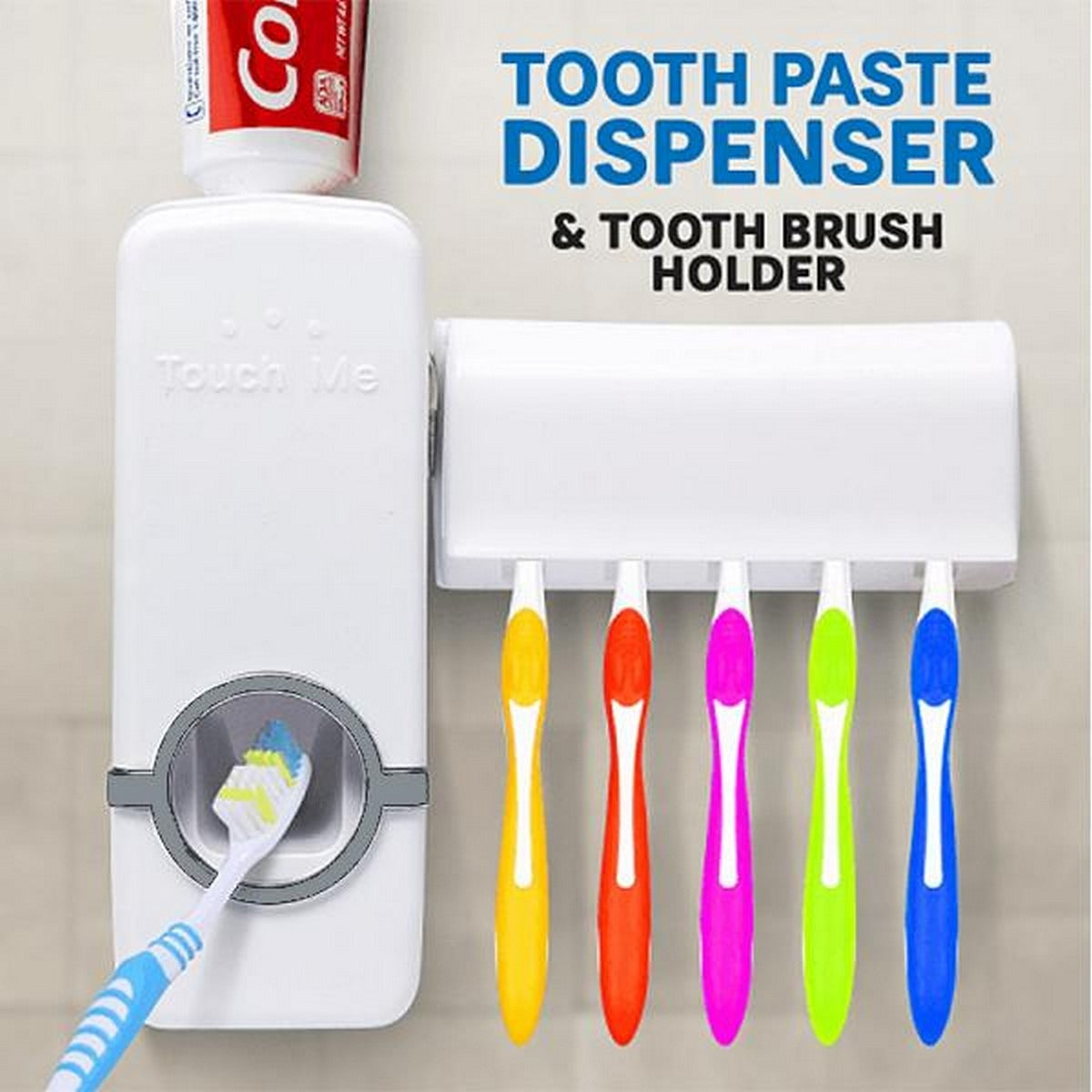 Automatic Toothpaste Dispenser with Toothbrush Holder – Wall Mounted Bathroom Rack