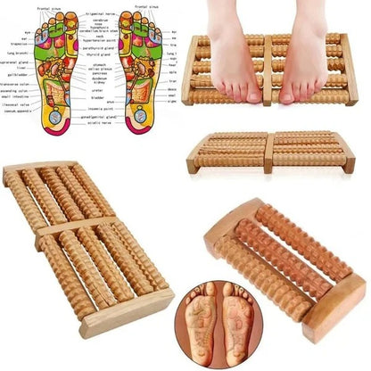 Traditional Wooden Roller Foot Massager – Deep Tissue Therapy for Pain & Stress Relief