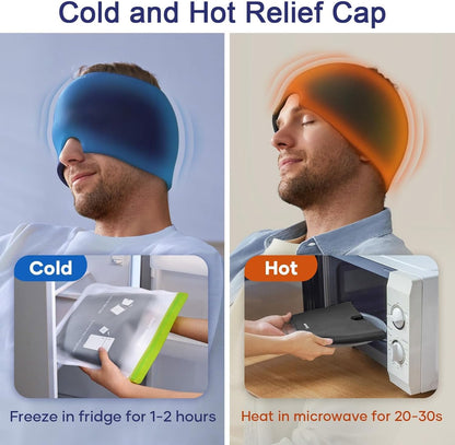 360° Gel Headache & Migraine Relief Cap – Wearable Hot/Cold Therapy Hat (With Box)