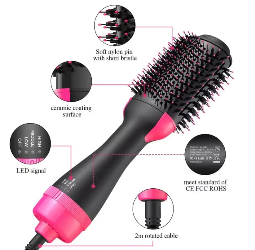 Professional 4-in-1 Hot Air Hair Dryer Brush – Multi-Styling Volumizer & Straightener