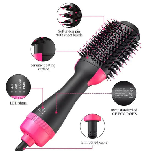 Professional 4-in-1 Hot Air Hair Dryer Brush – Multi-Styling Volumizer & Straightener