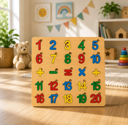 Math Puzzle Board Game – Educational Wooden Learning Toy for Kids