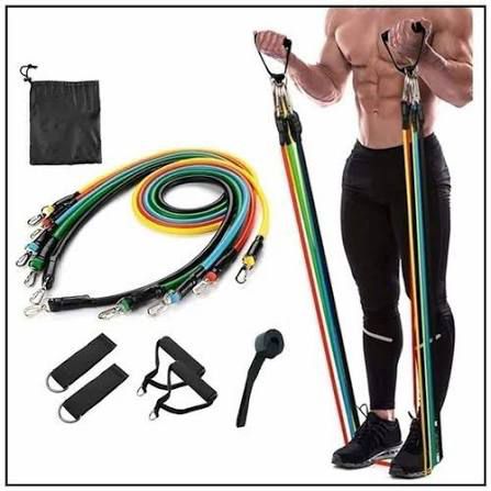 11-Piece Workout Resistance Bands Kit – Home & Gym Fitness Tubes with Ankle Straps & Door Anchor