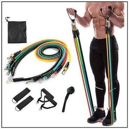 11-Piece Workout Resistance Bands Kit – Home & Gym Fitness Tubes with Ankle Straps & Door Anchor