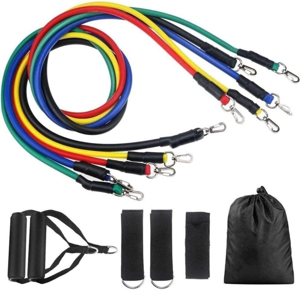 11-Piece Workout Resistance Bands Kit – Home & Gym Fitness Tubes with Ankle Straps & Door Anchor
