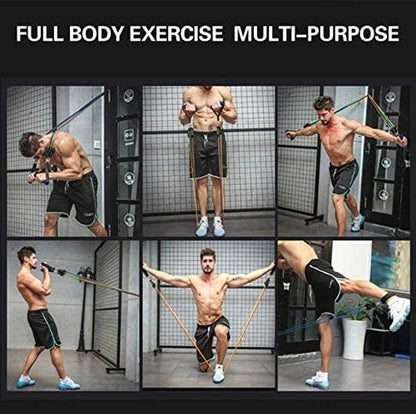11-Piece Workout Resistance Bands Kit – Home & Gym Fitness Tubes with Ankle Straps & Door Anchor