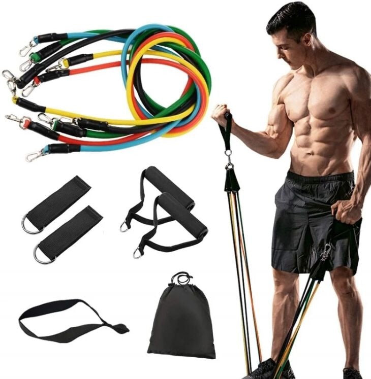 11-Piece Workout Resistance Bands Kit – Home & Gym Fitness Tubes with Ankle Straps & Door Anchor