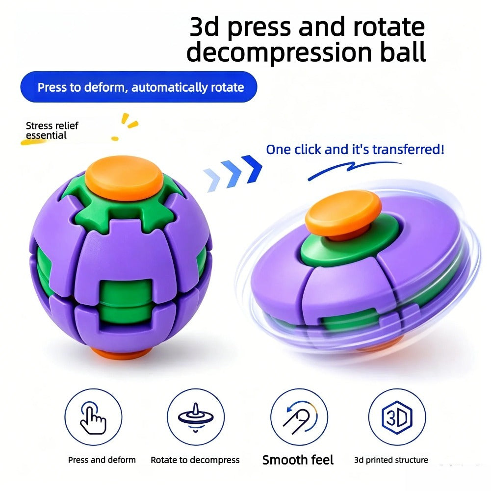 Rotatable 3D Printed Fidget Ball – Push Pop Finger Gyro Sphere Toy