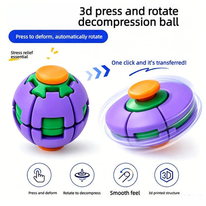 Rotatable 3D Printed Fidget Ball – Push Pop Finger Gyro Sphere Toy