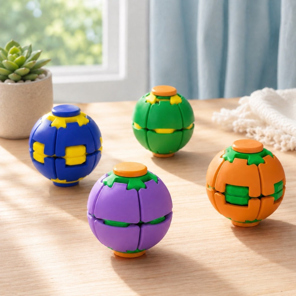 Rotatable 3D Printed Fidget Ball – Push Pop Finger Gyro Sphere Toy
