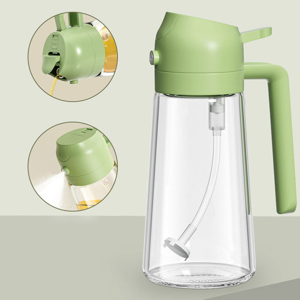 2-in-1 Glass Oil Sprayer & Dispenser Bottle – Leakproof Kitchen Cooking Oil Pourer