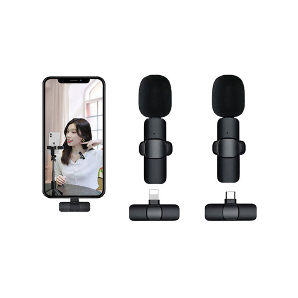 K11 Dual Wireless Collar Mic Set – Noise Reduction Plug & Play Mic for iPhone & Android