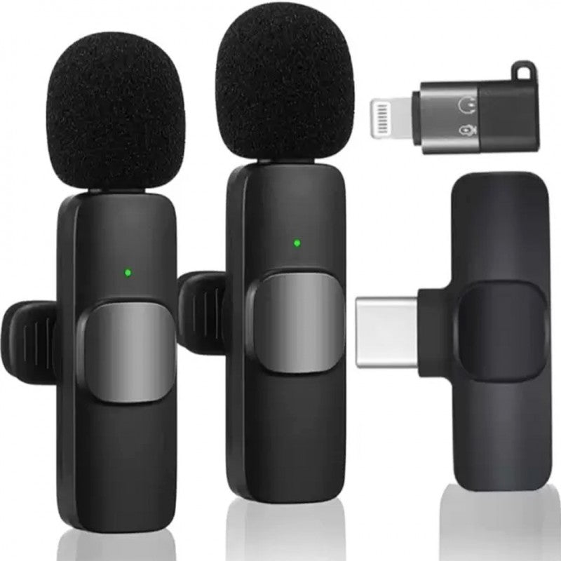 K11 Dual Wireless Collar Mic Set – Noise Reduction Plug & Play Mic for iPhone & Android
