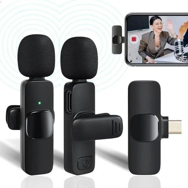 K11 Dual Wireless Collar Mic Set – Noise Reduction Plug & Play Mic for iPhone & Android