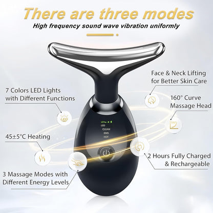 Smart LED Light Face Beauty Device – Anti-Aging Face Massager & Double Chin Reducer