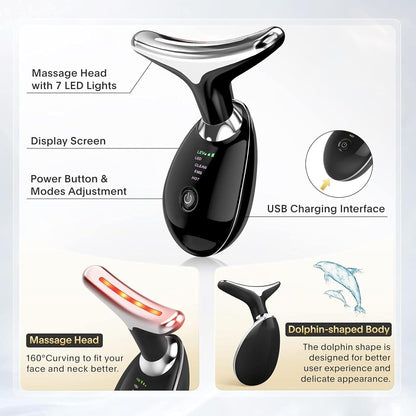 Smart LED Light Face Beauty Device – Anti-Aging Face Massager & Double Chin Reducer