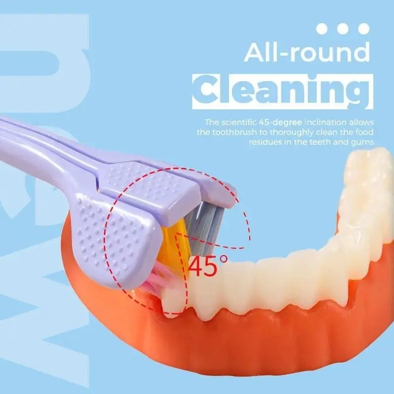 3D V-Shaped Soft Bristle Toothbrush Pair – Complete Oral Care with Built-In Tongue Cleaner