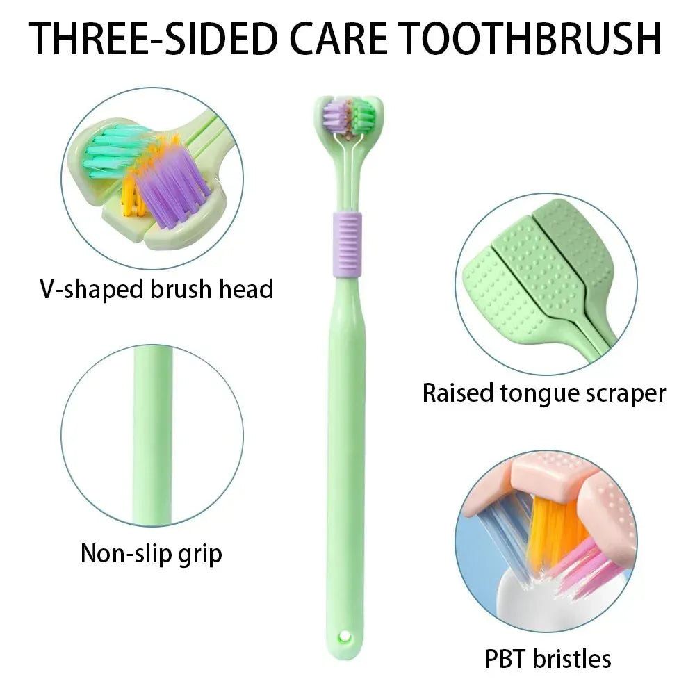 3D V-Shaped Soft Bristle Toothbrush Pair – Complete Oral Care with Built-In Tongue Cleaner
