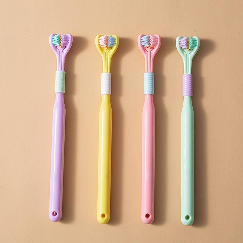 3D V-Shaped Soft Bristle Toothbrush Pair – Complete Oral Care with Built-In Tongue Cleaner