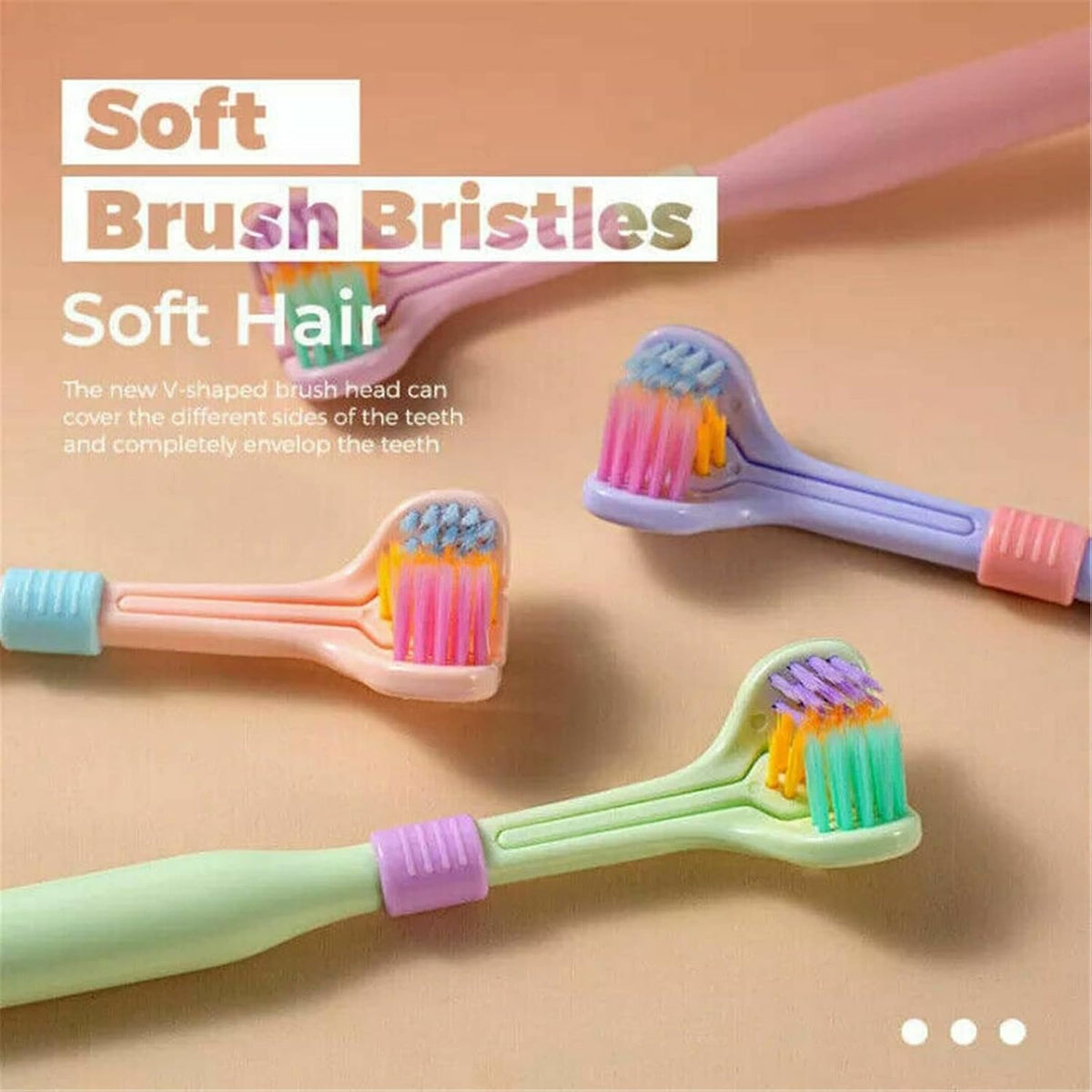 3D V-Shaped Soft Bristle Toothbrush Pair – Complete Oral Care with Built-In Tongue Cleaner