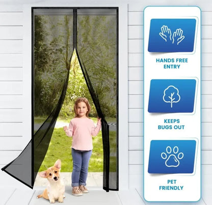 Hands-Free Magnetic Door Screen Mesh – Easy Install Insect & Fly Protection Net