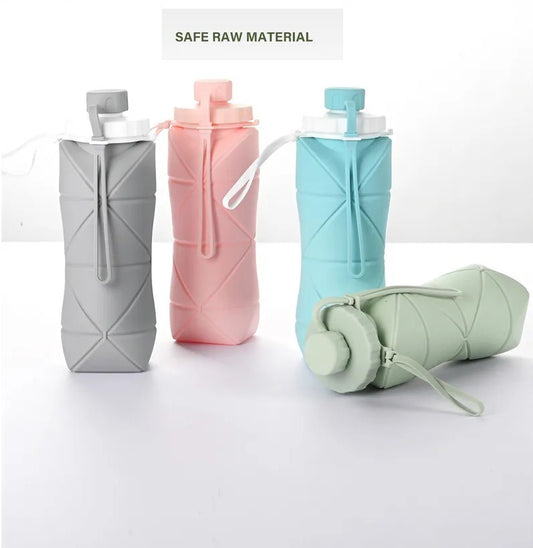 Smart Folding Silicone Water Bottle – 600ml Eco-Friendly Travel Flask