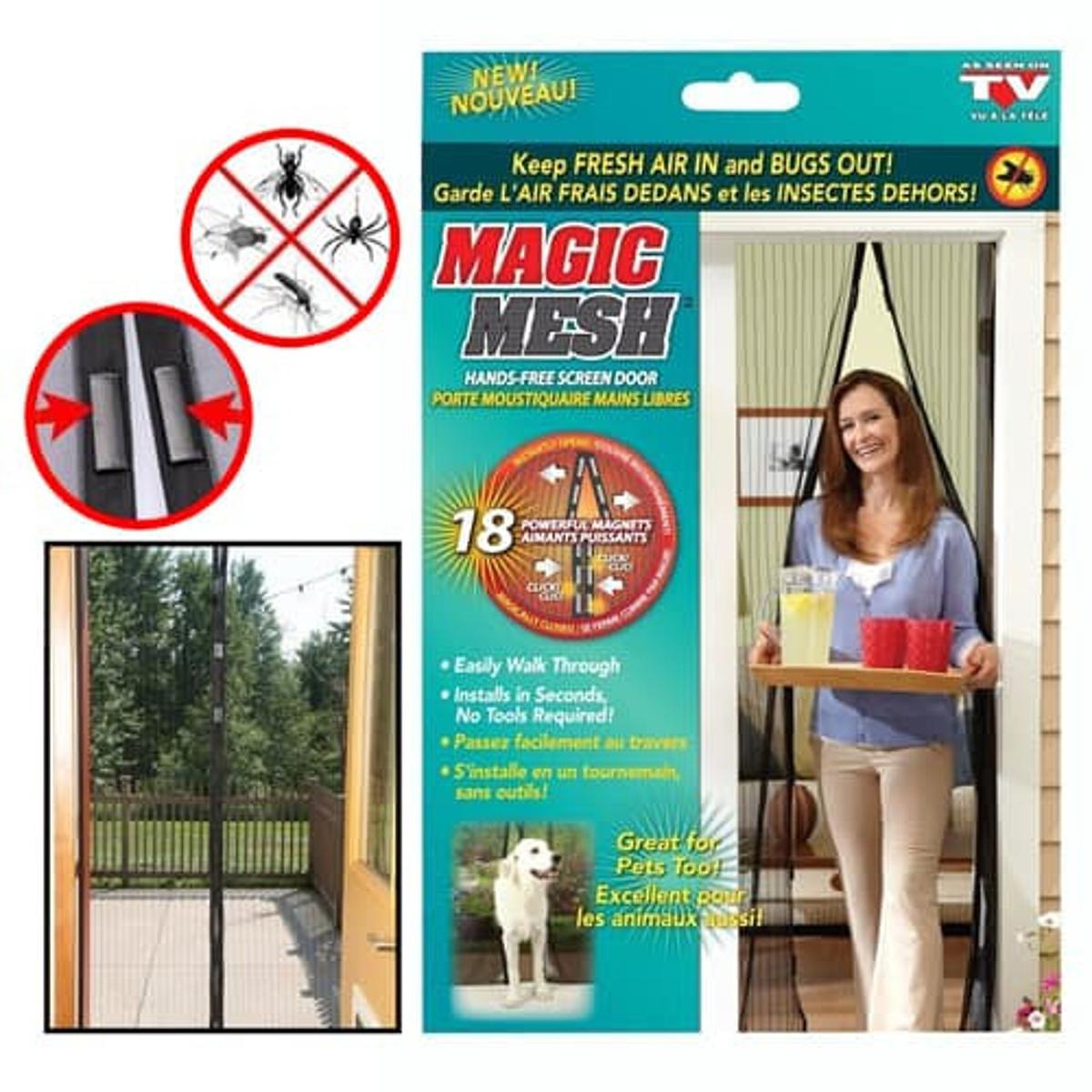 Hands-Free Magnetic Door Screen Mesh – Easy Install Insect & Fly Protection Net
